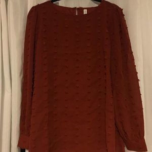 NWB Swiss Dot Wine/Burnt Red Blouse Size: Large